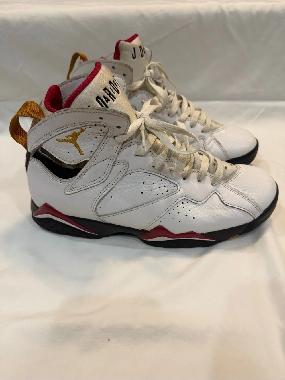 Jordan Men's White Basketball Shoes with Black, Red & Gold Accents